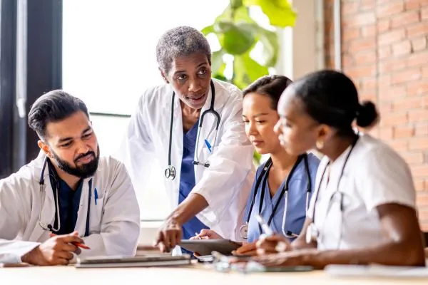 Doctors discussing research
